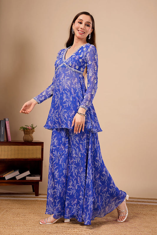 Dori Azure Peplum- Palazo Set