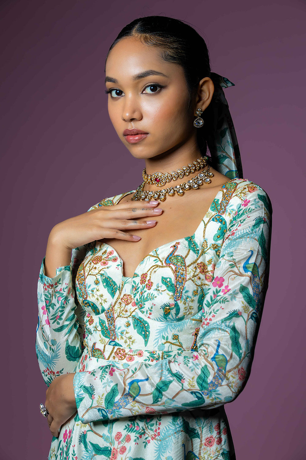 Ivory Serenade Embroidered Anarkali Gown Set