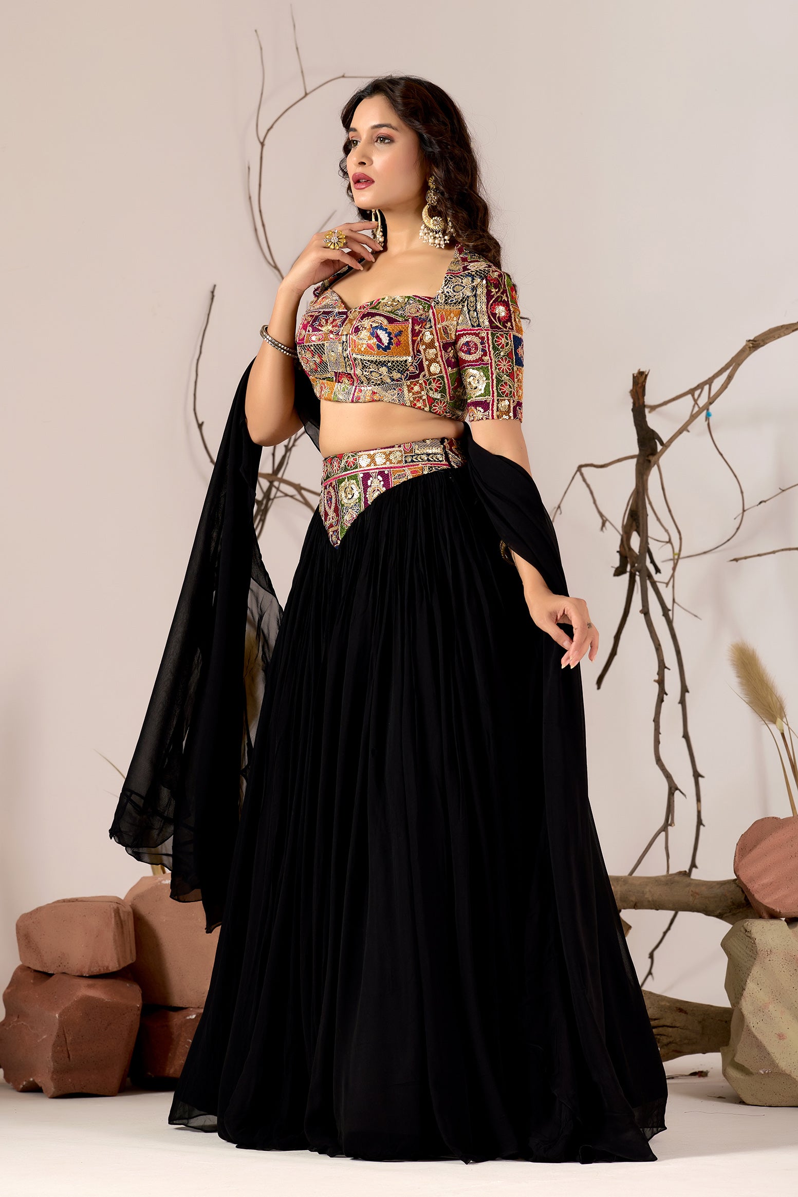 Mosaic Noir - Embroidered Lehenga Set