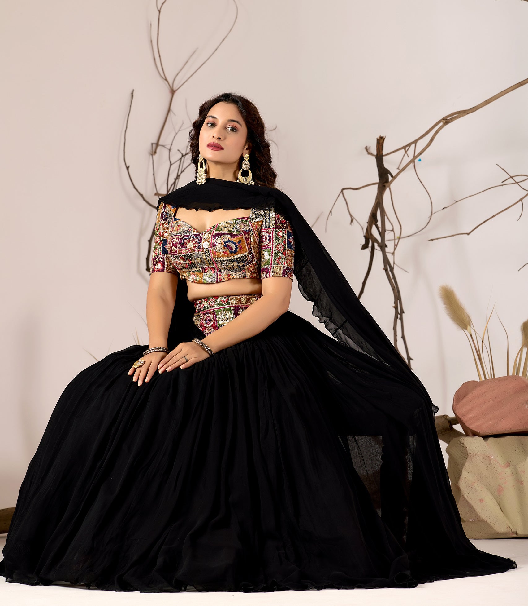 Mosaic Noir - Embroidered Lehenga Set