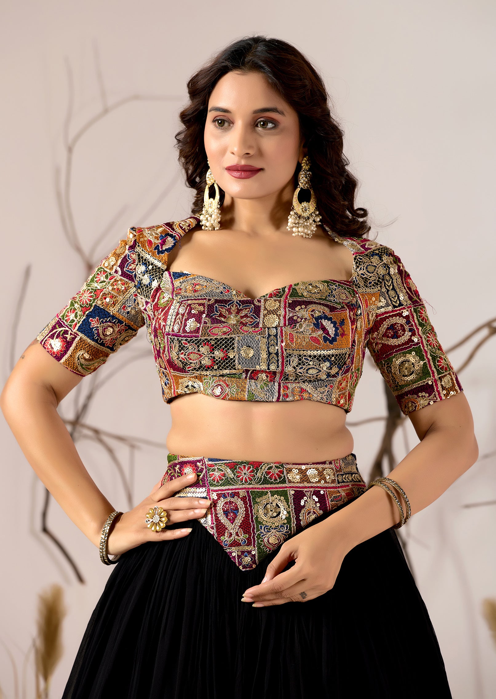 Mosaic Noir - Embroidered Lehenga Set