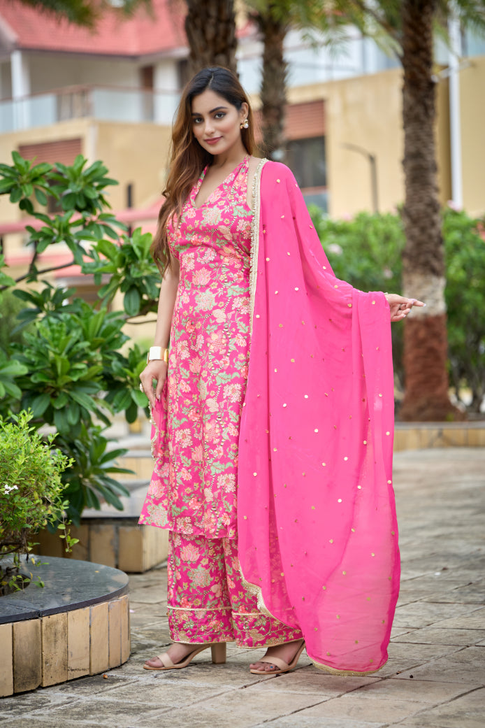 Fuschia Fable Halter Kurta set