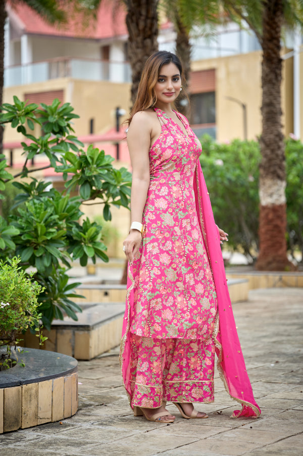 Fuschia Fable Halter Kurta set