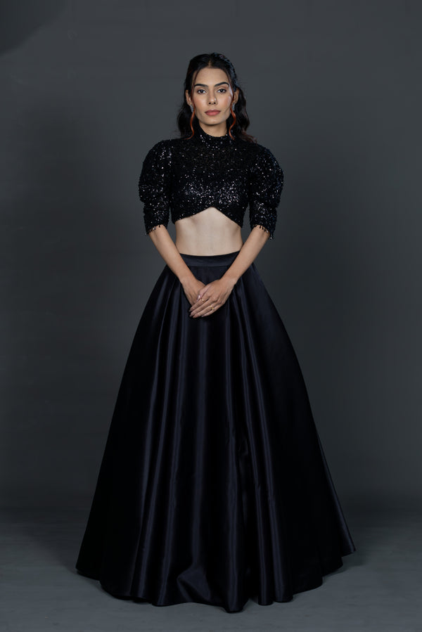 Classic black Madrid skirt blouse set