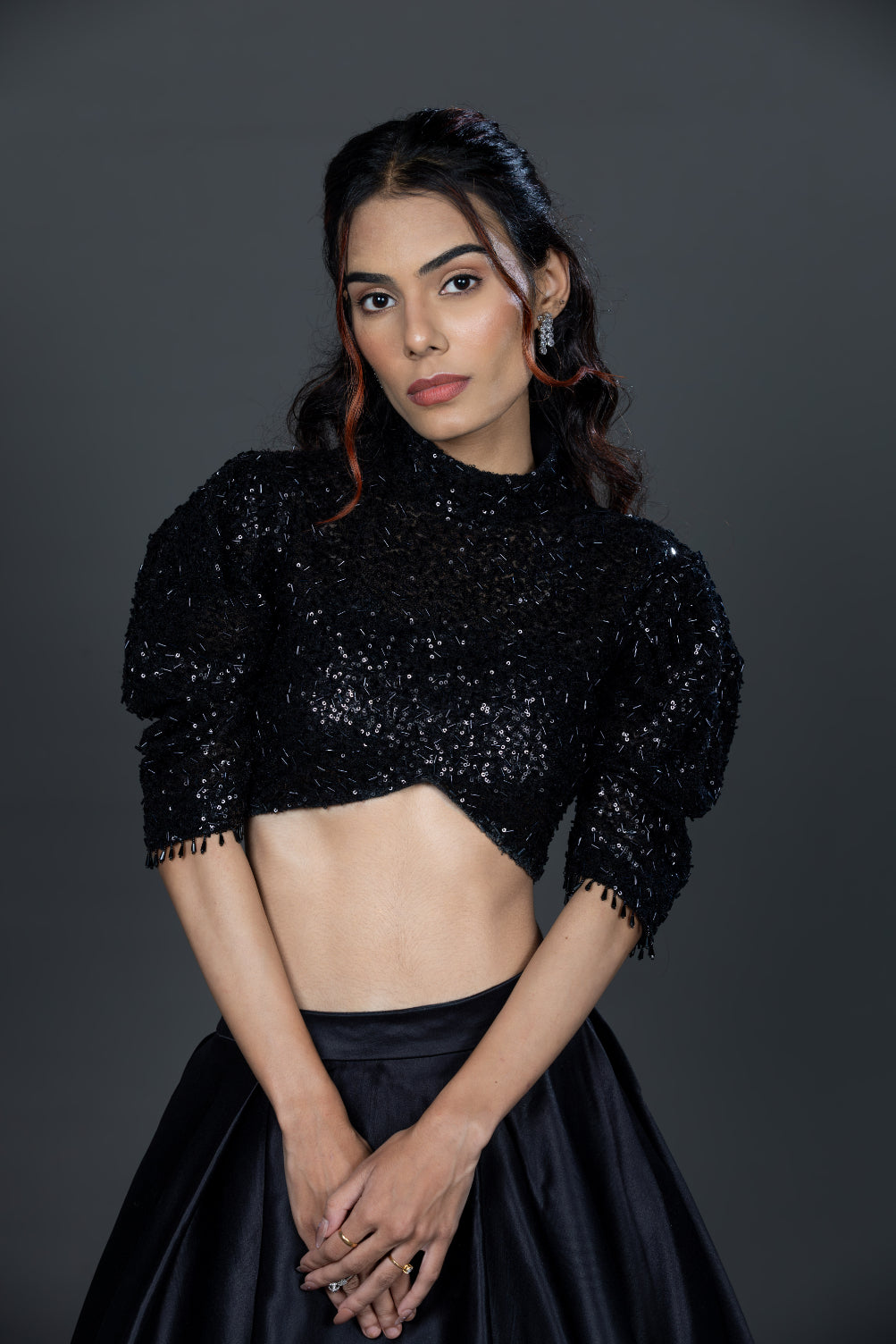 Classic black Madrid skirt blouse set