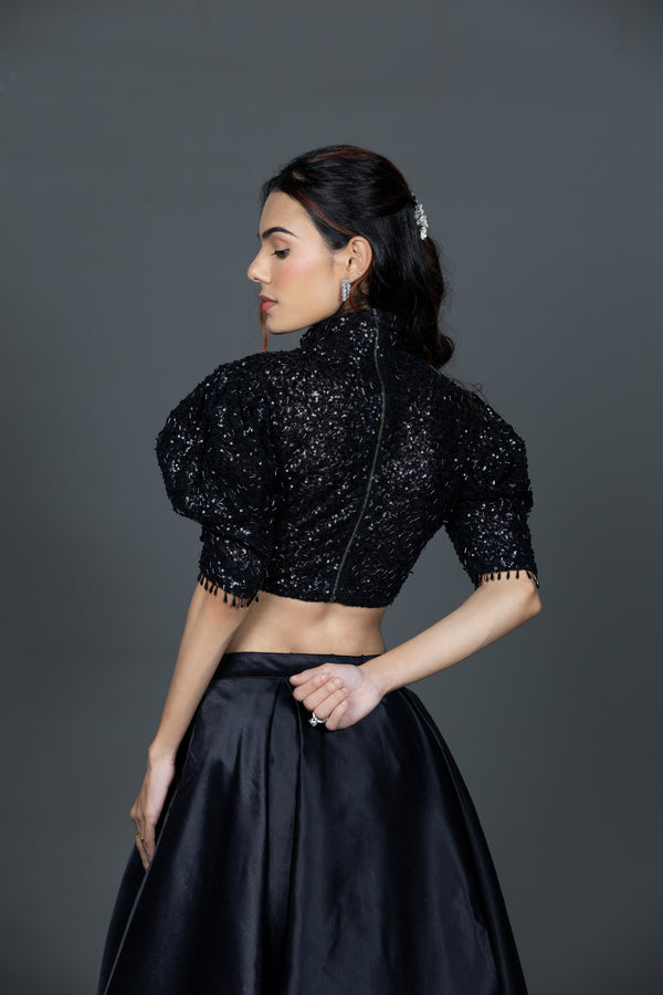 Classic black Madrid skirt blouse set