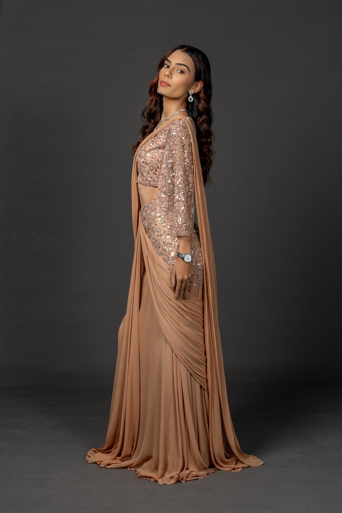 Mocha gleam saree