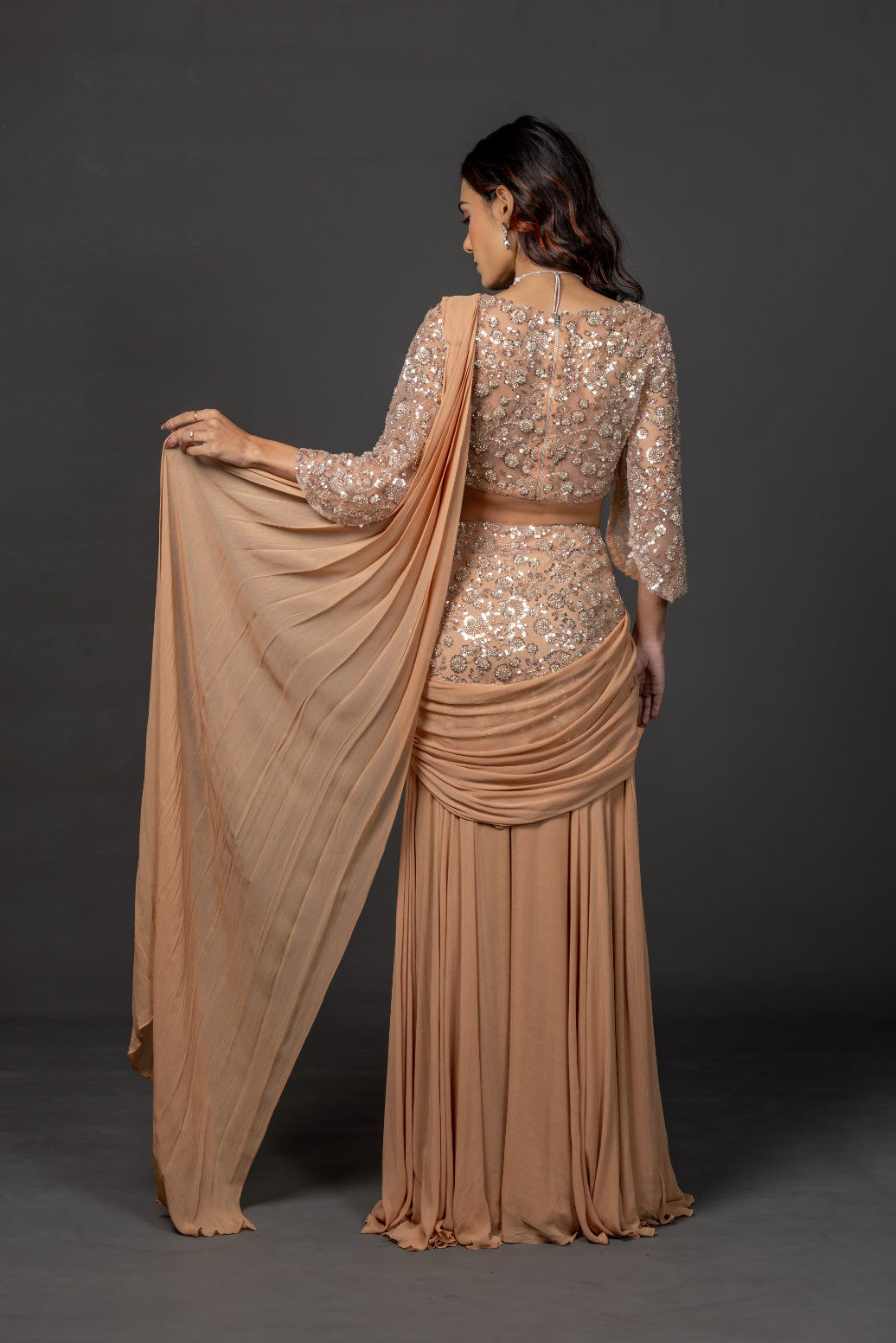 Mocha gleam saree