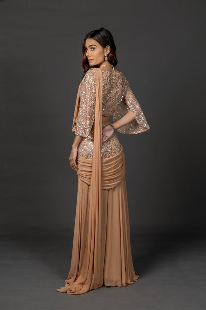 Mocha gleam saree