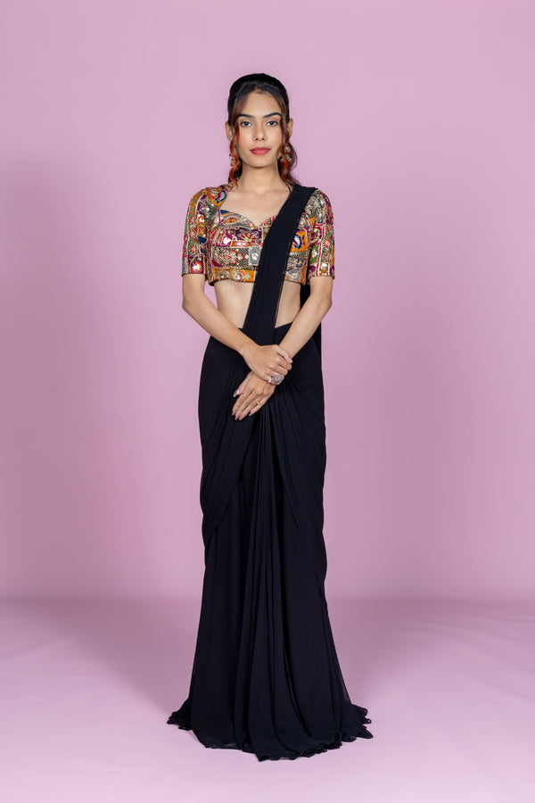 Noir Mosaic Drape Saree