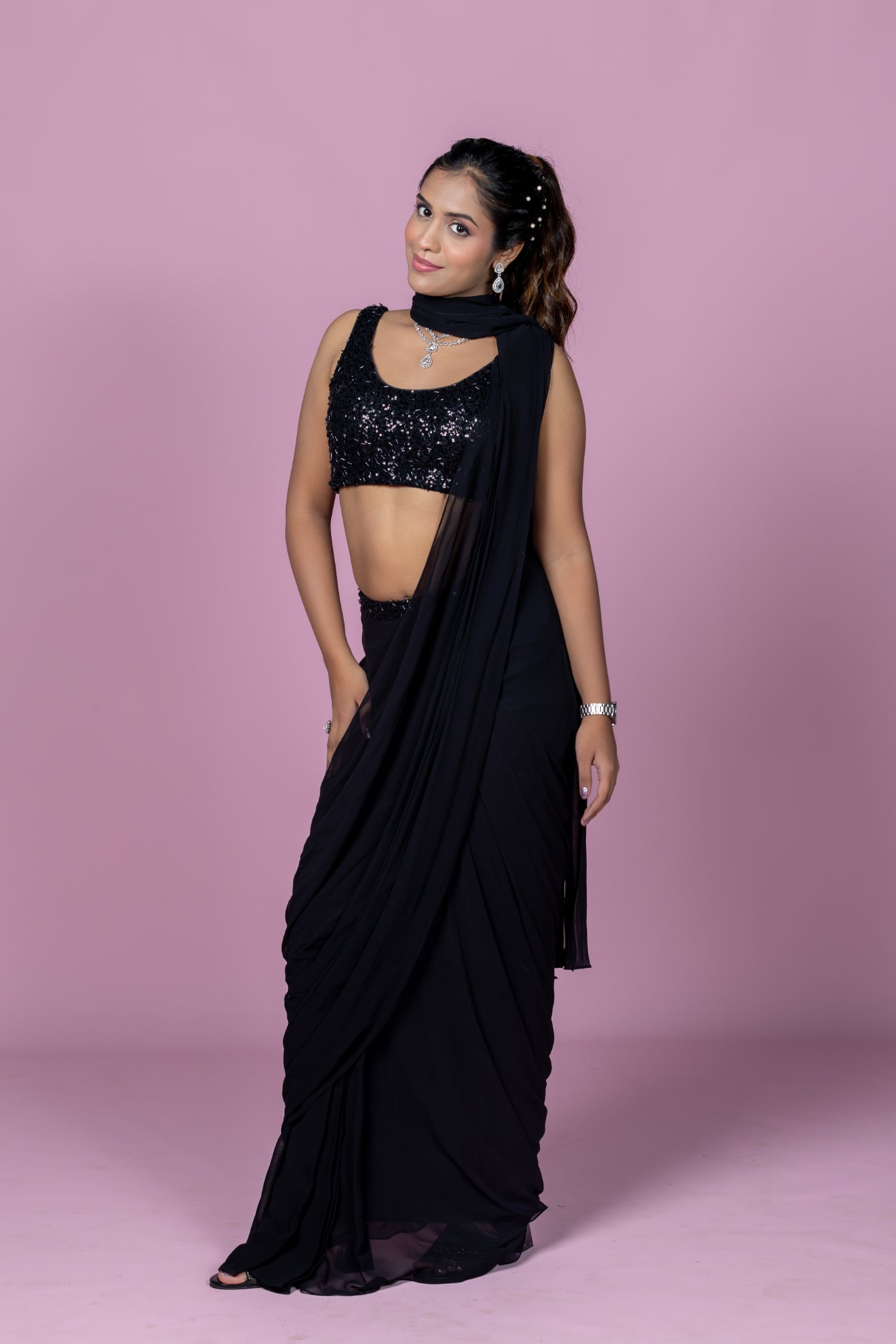 Midnight Spark Saree