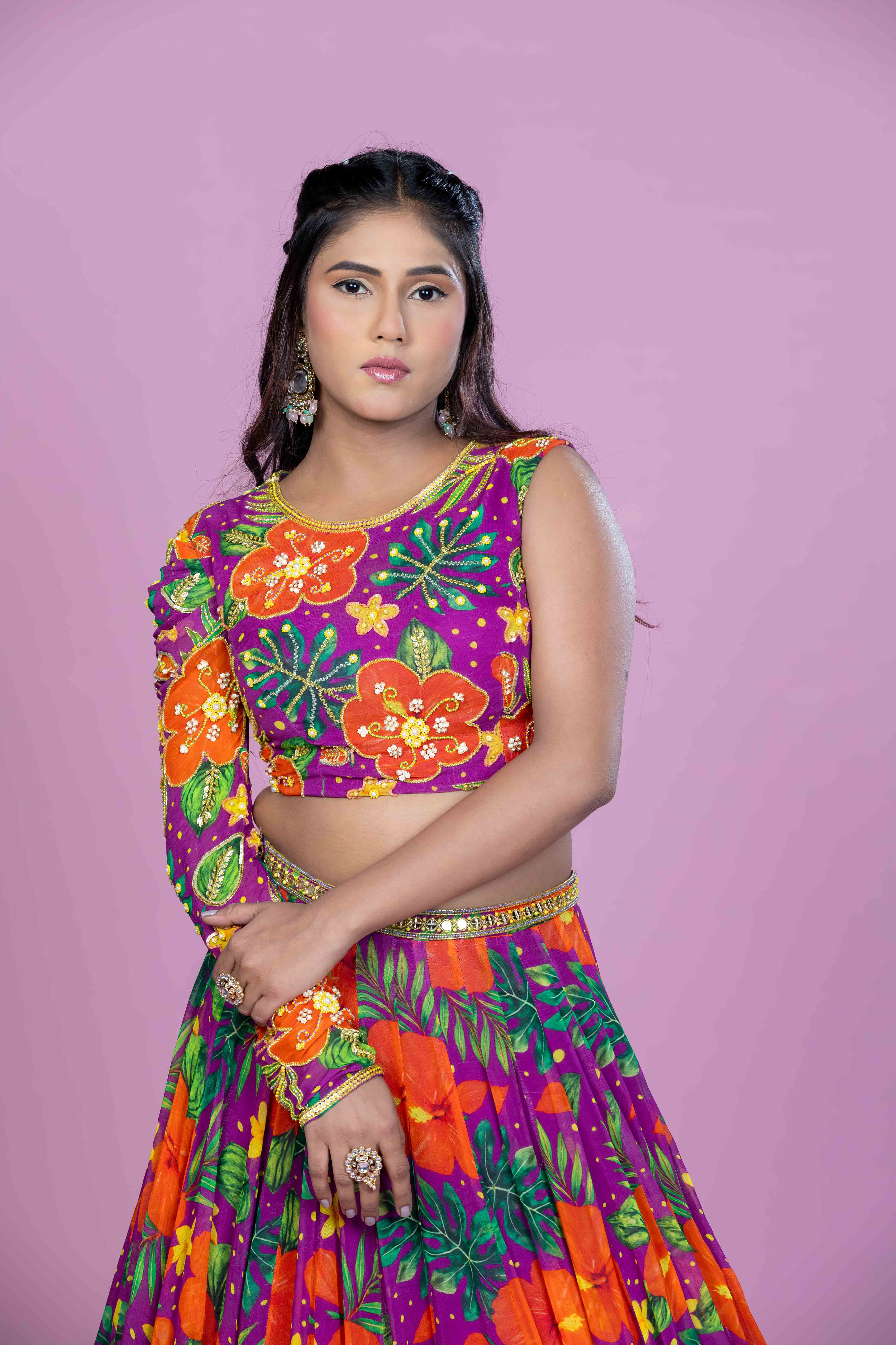 One-Shoulder Dori Lehenga Set