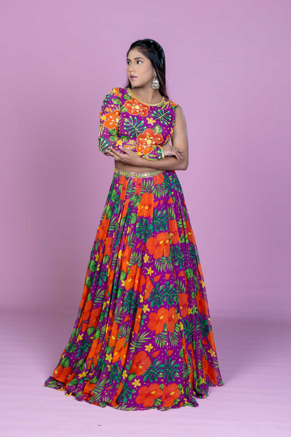One-Shoulder Dori Lehenga Set