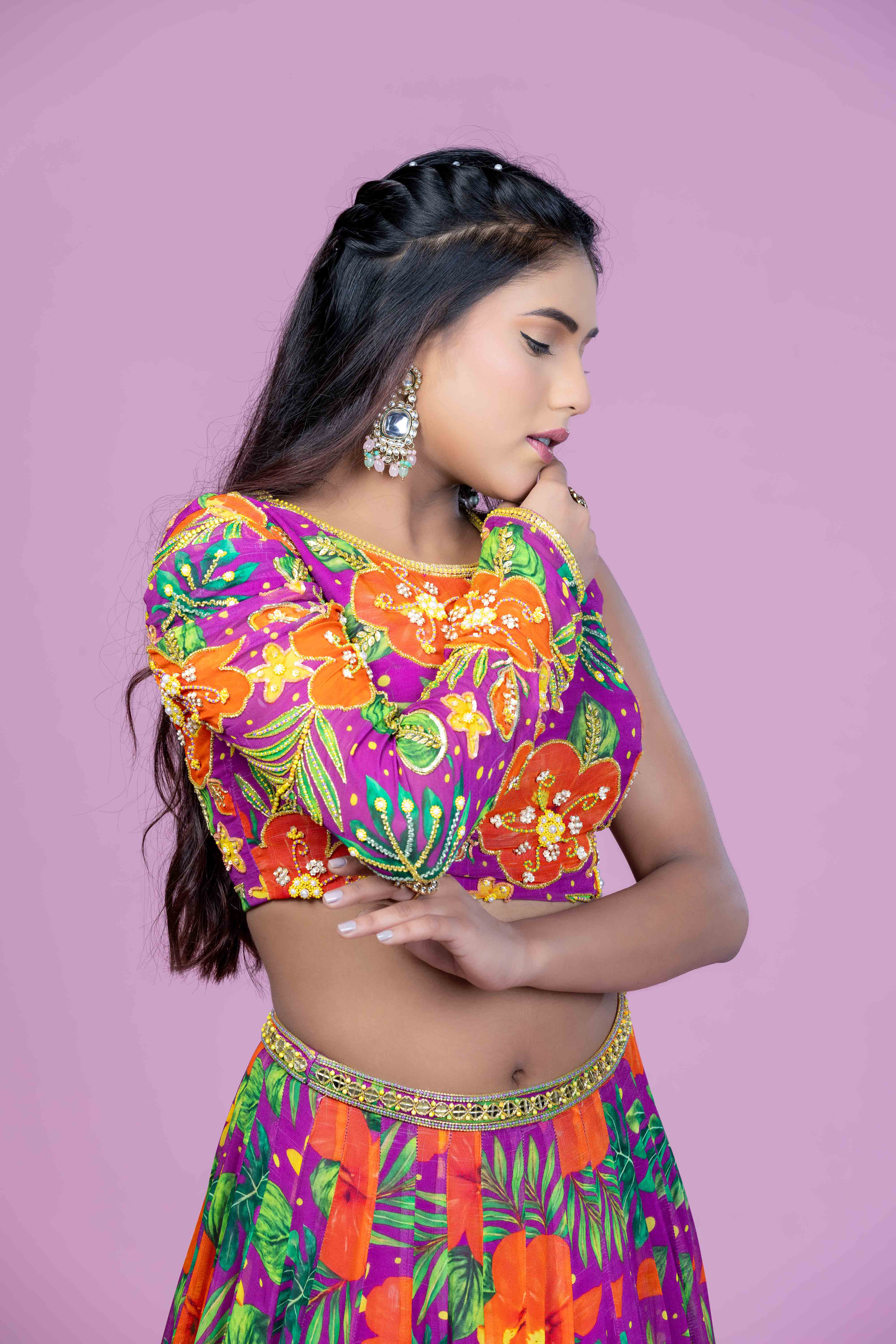 One-Shoulder Dori Lehenga Set