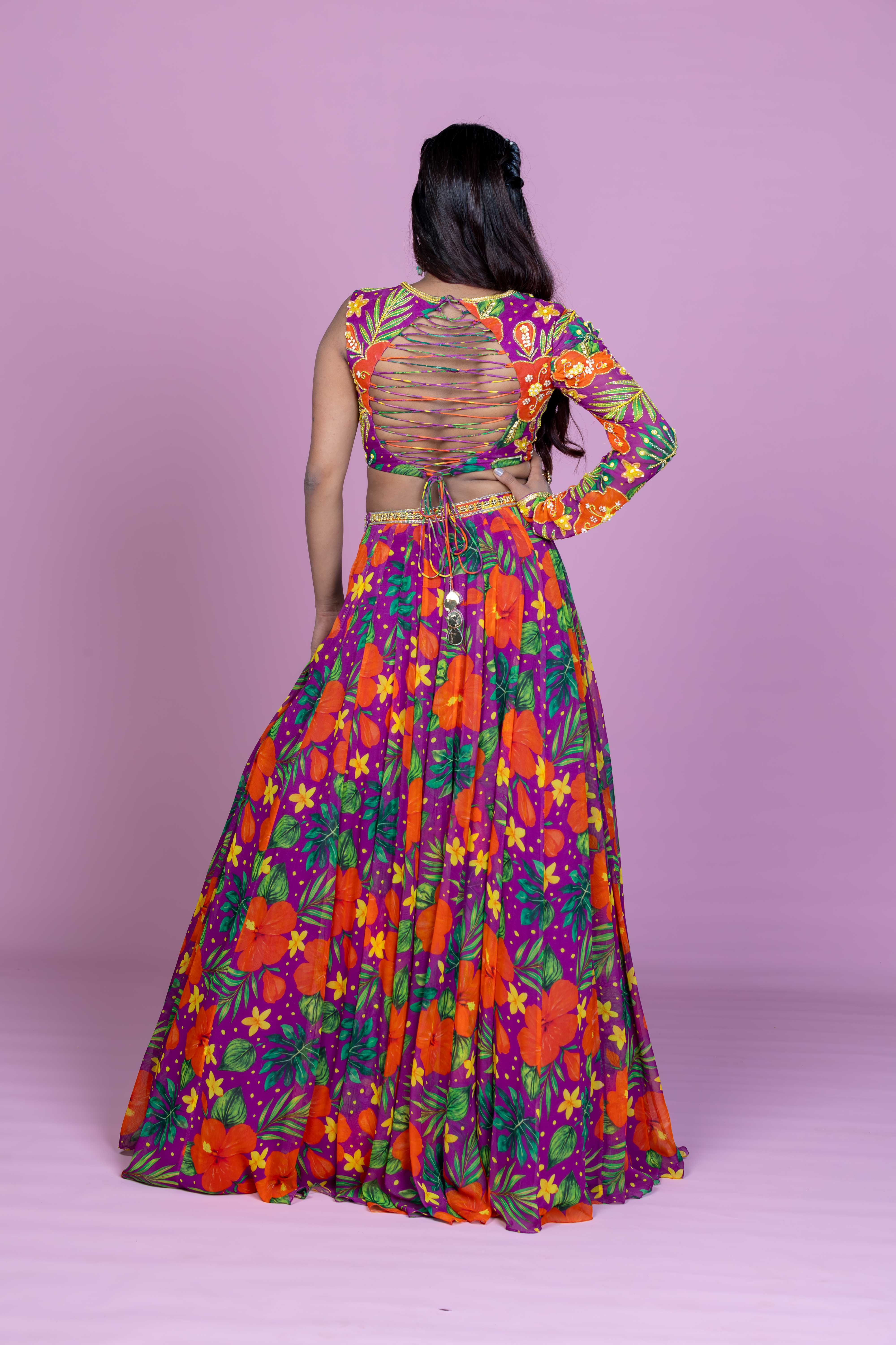 One-Shoulder Dori Lehenga Set