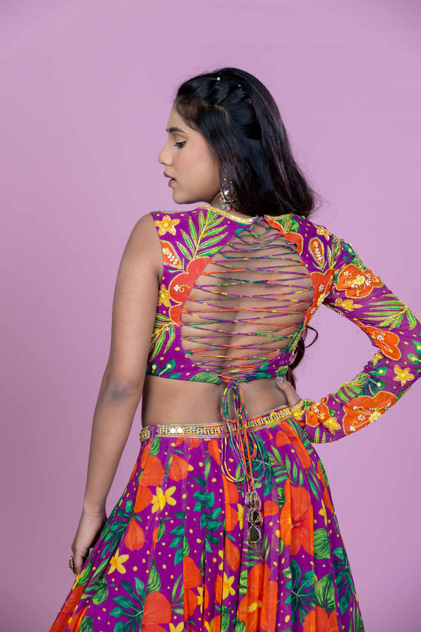 One-Shoulder Dori Lehenga Set