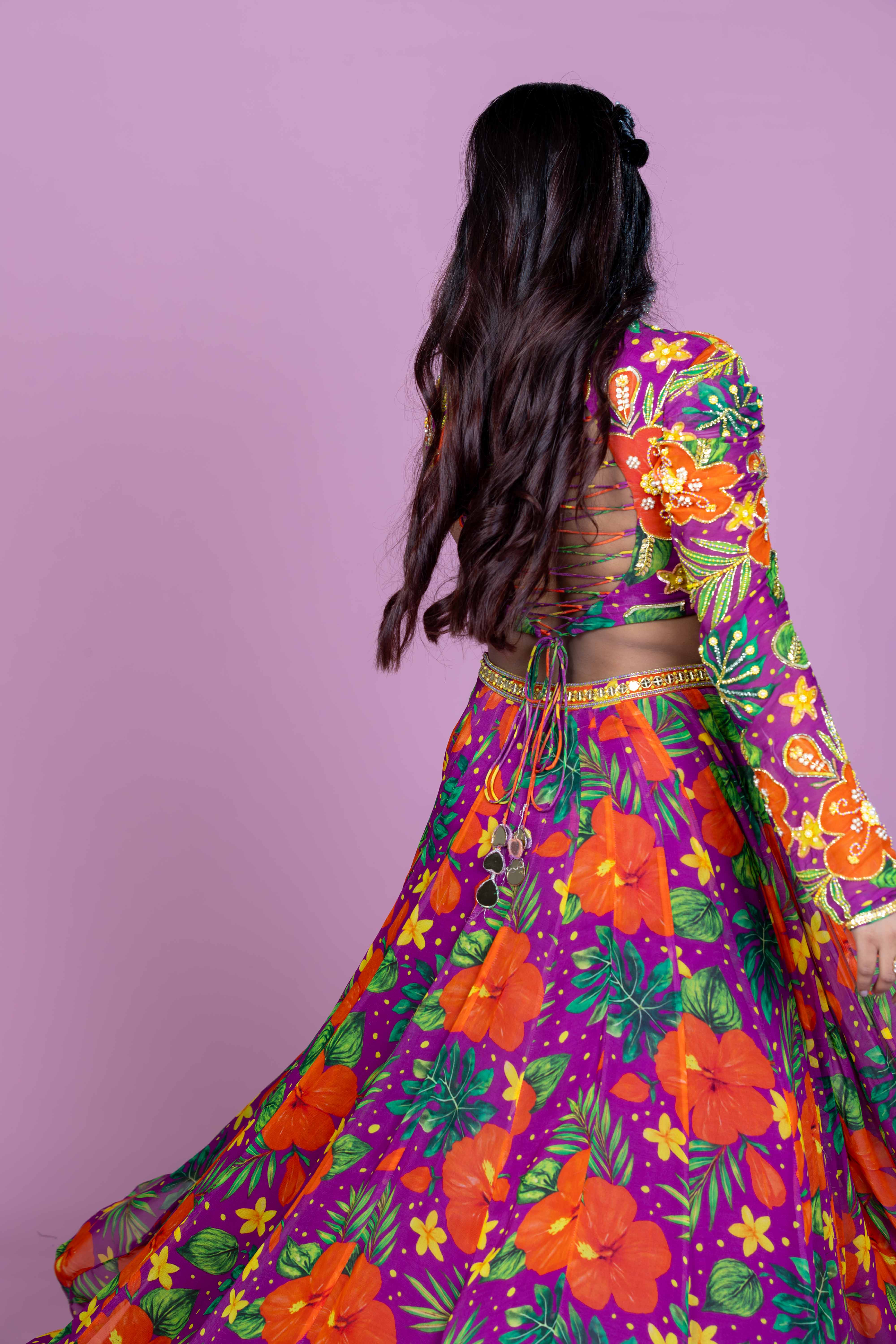 One-Shoulder Dori Lehenga Set