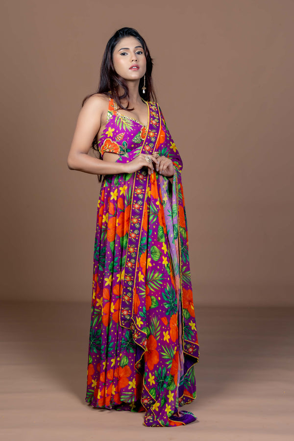 Hibiscus Mirage Anarkali