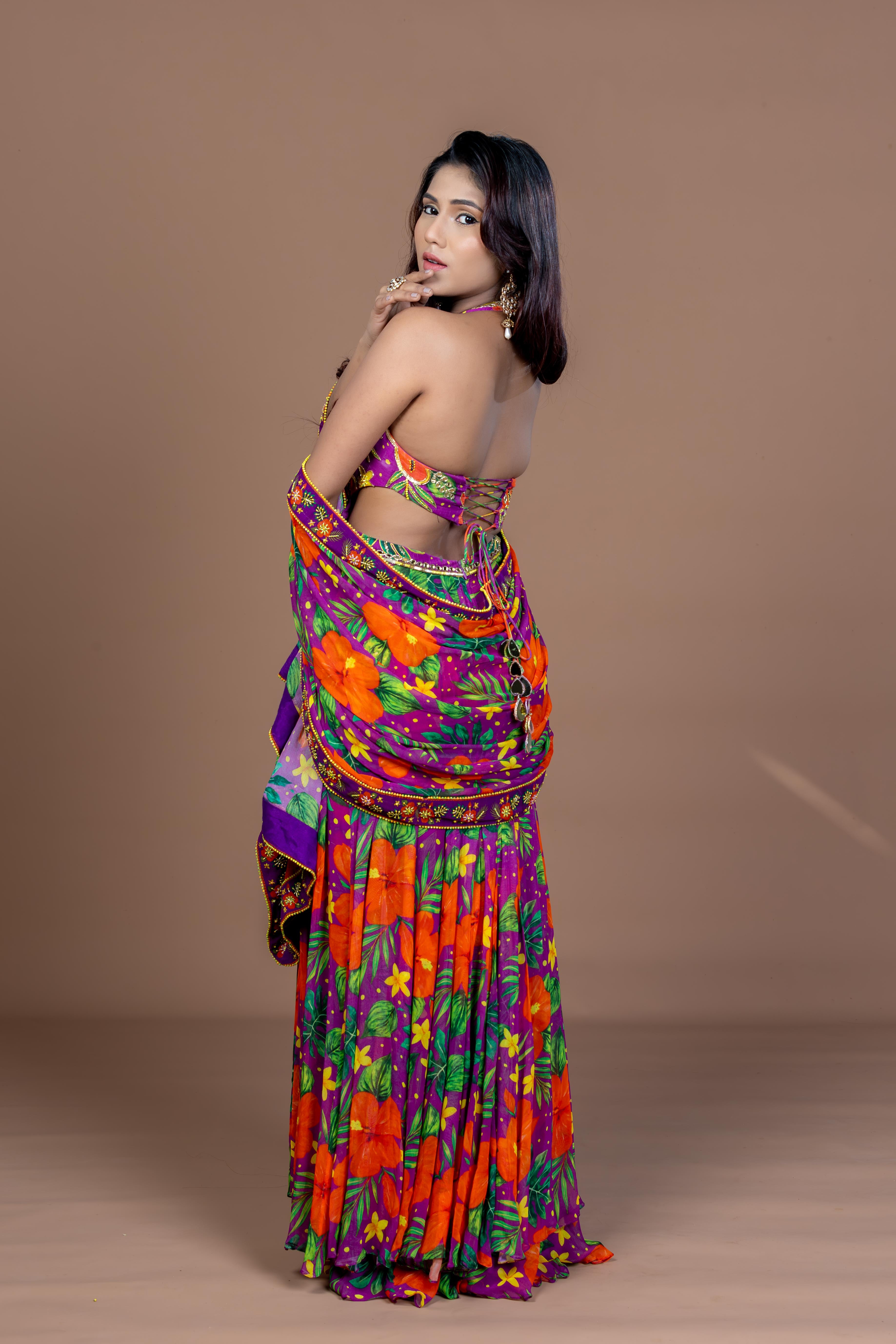 Hibiscus Mirage Anarkali