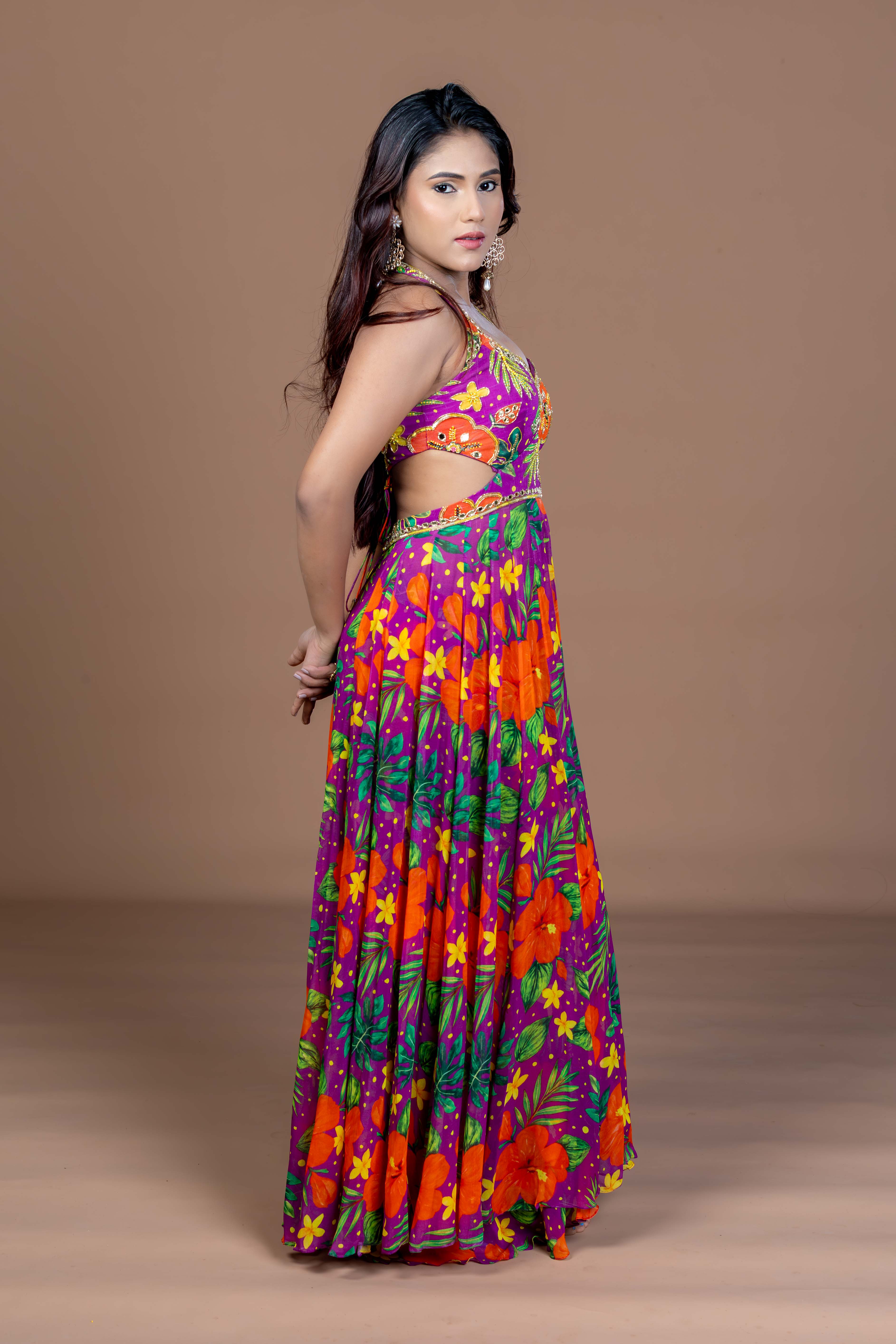 Hibiscus Mirage Anarkali