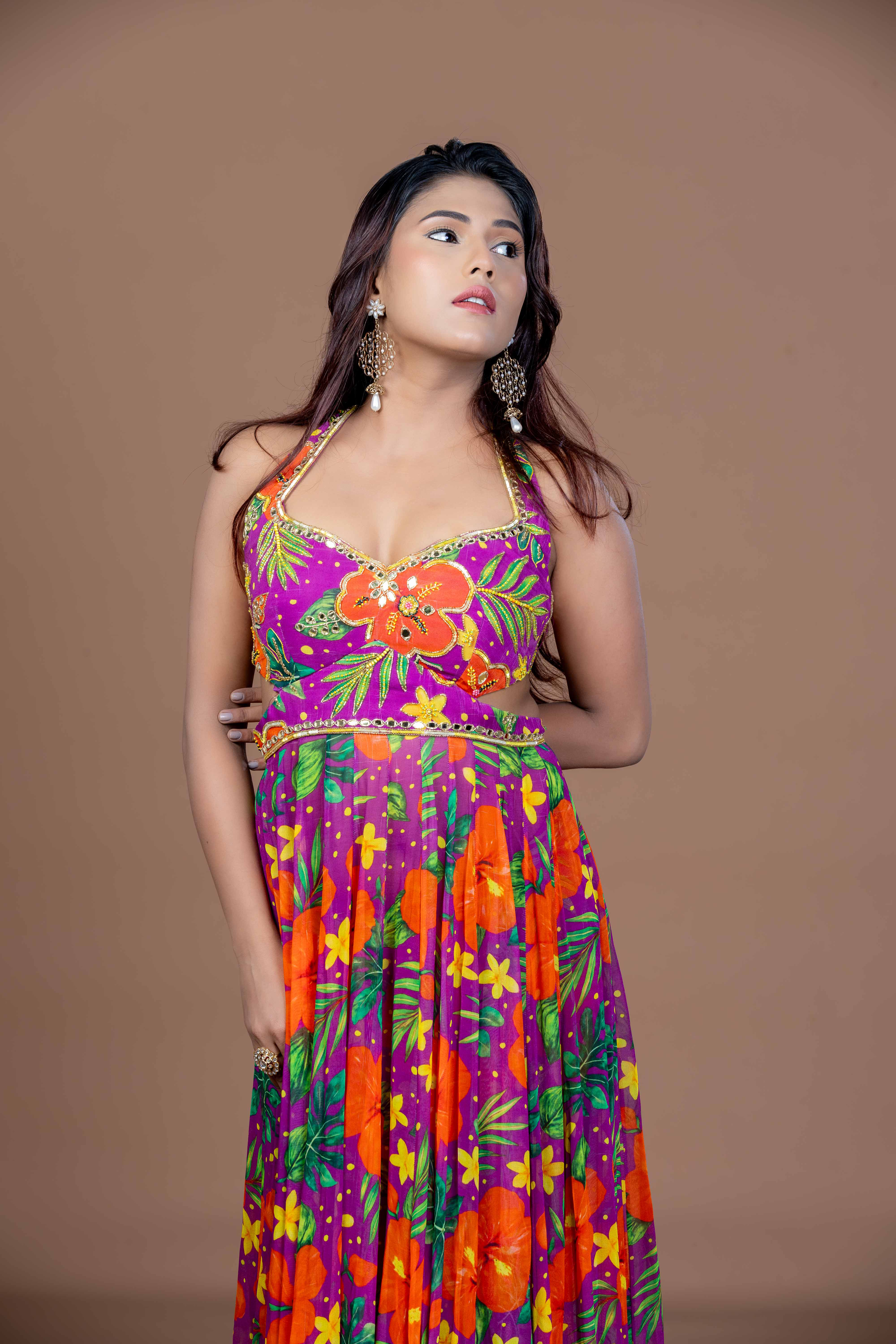 Hibiscus Mirage Anarkali