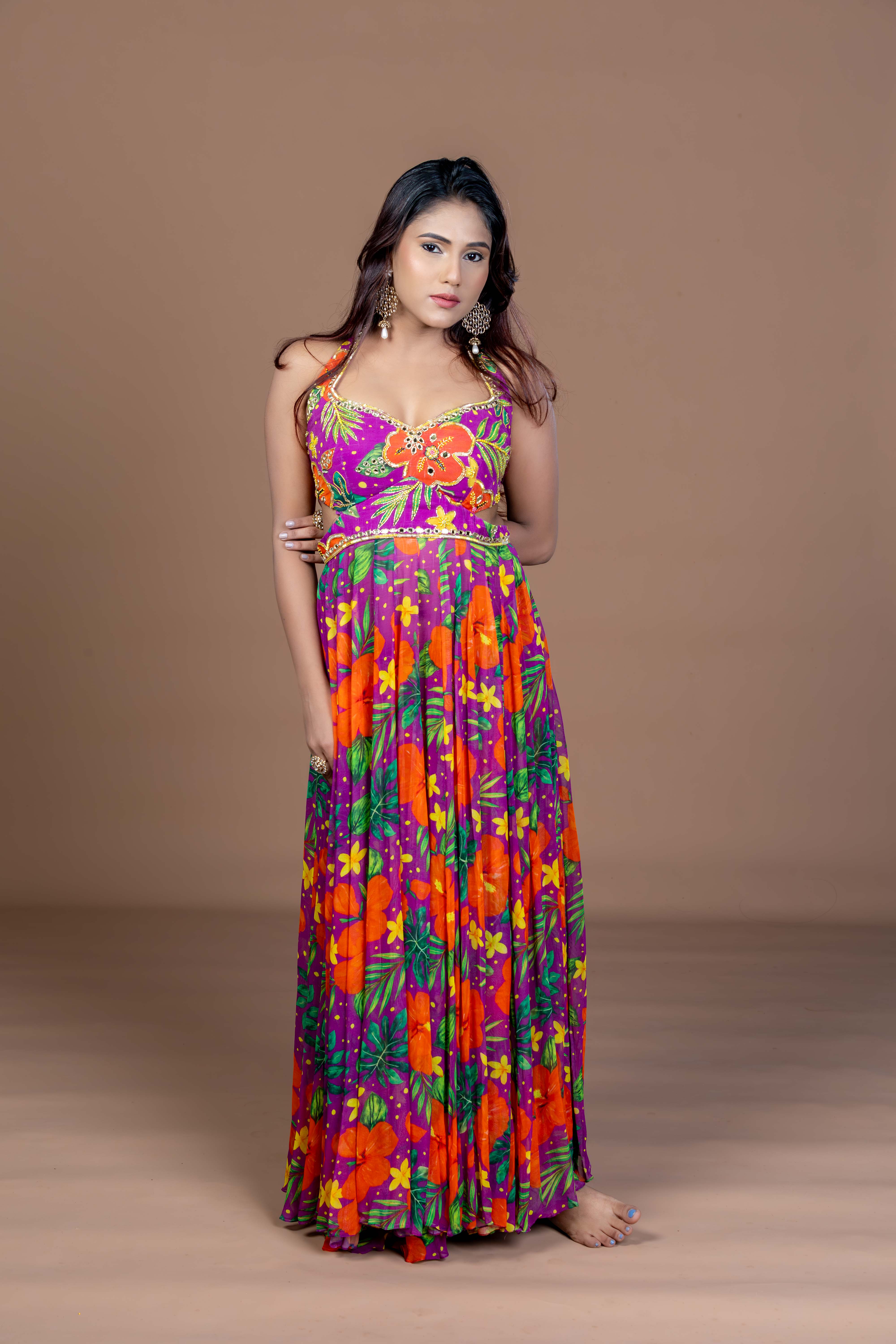 Hibiscus Mirage Anarkali