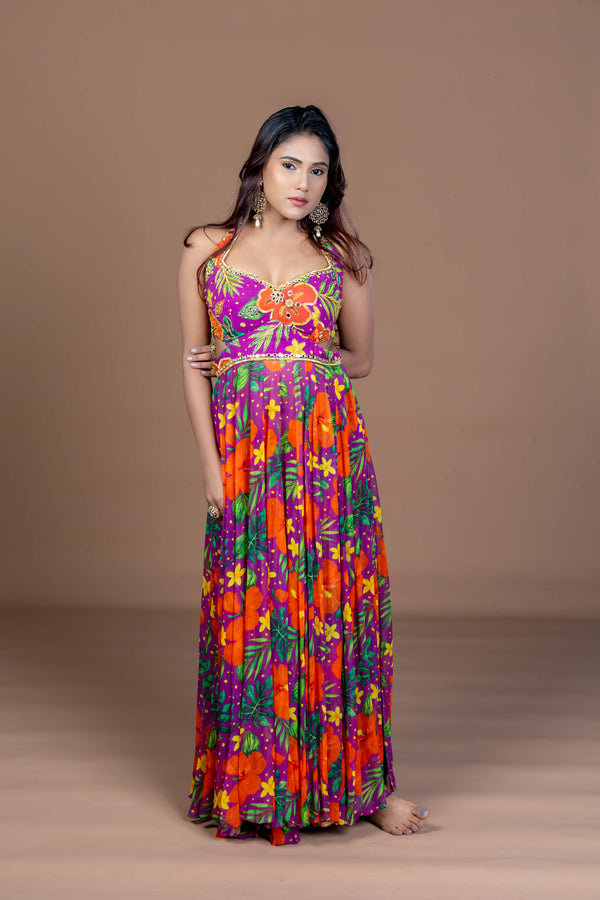 Hibiscus Mirage Anarkali