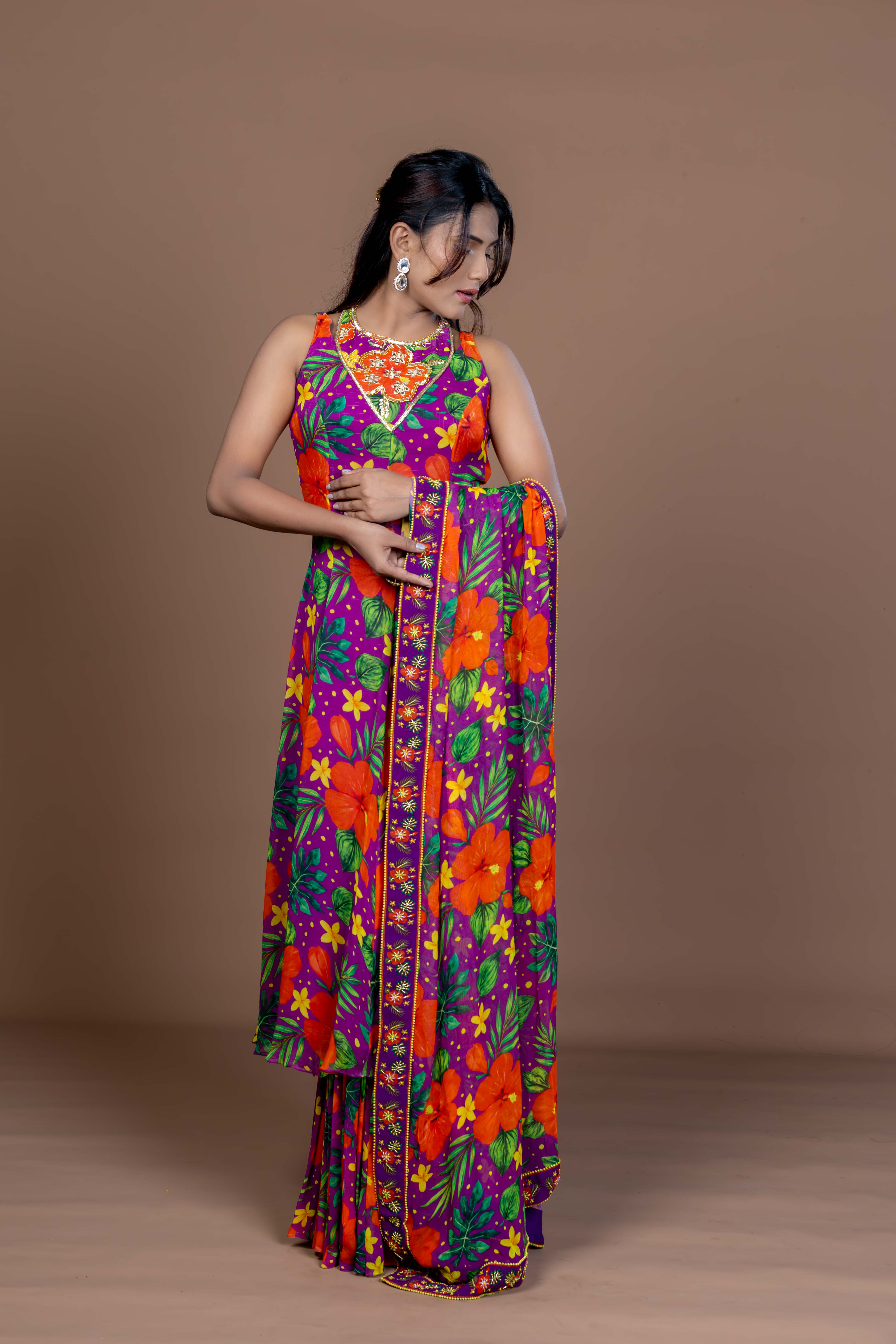 Purple Love Kurta Sharara set