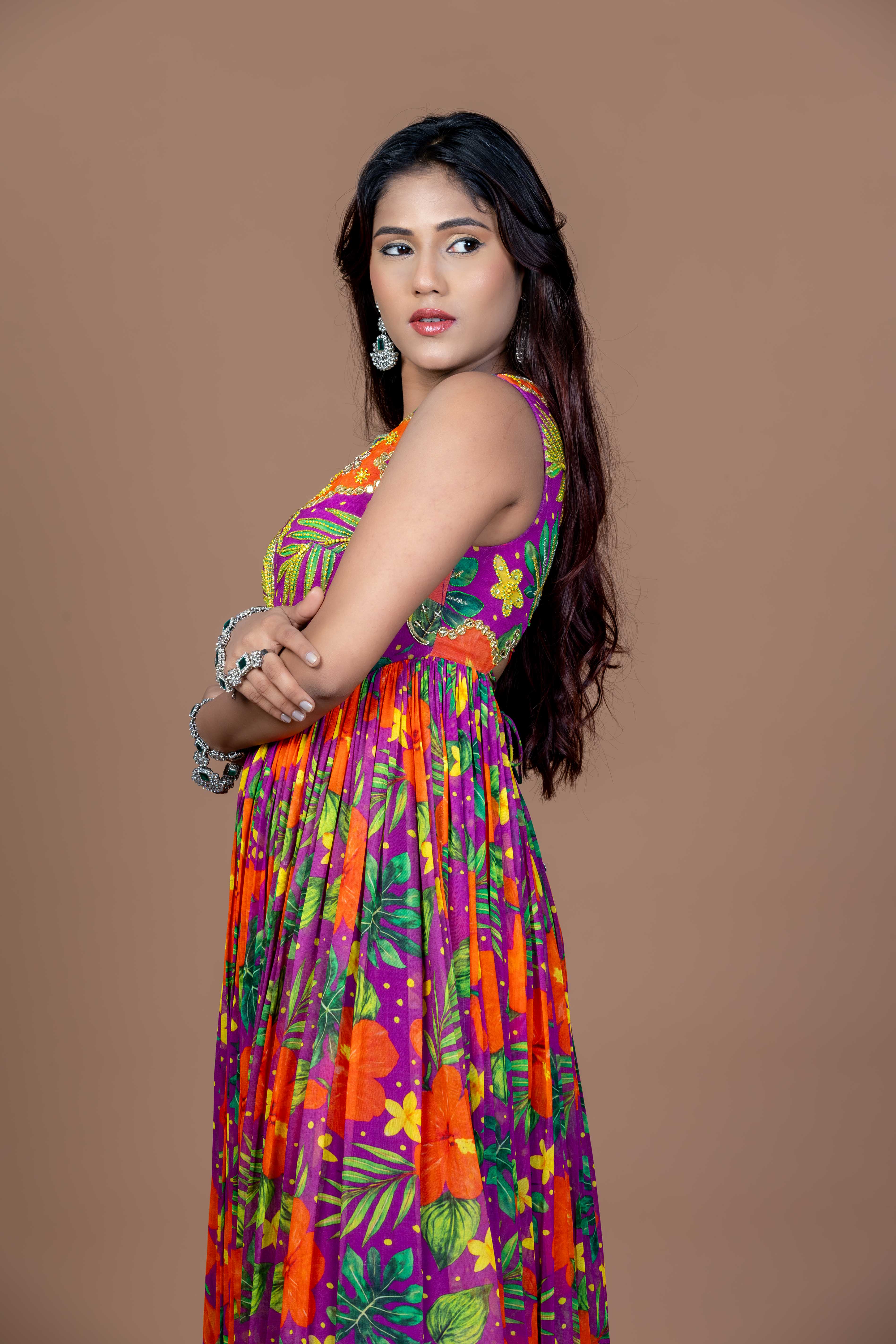 Tropical Dori Anarkali–Sharara Set