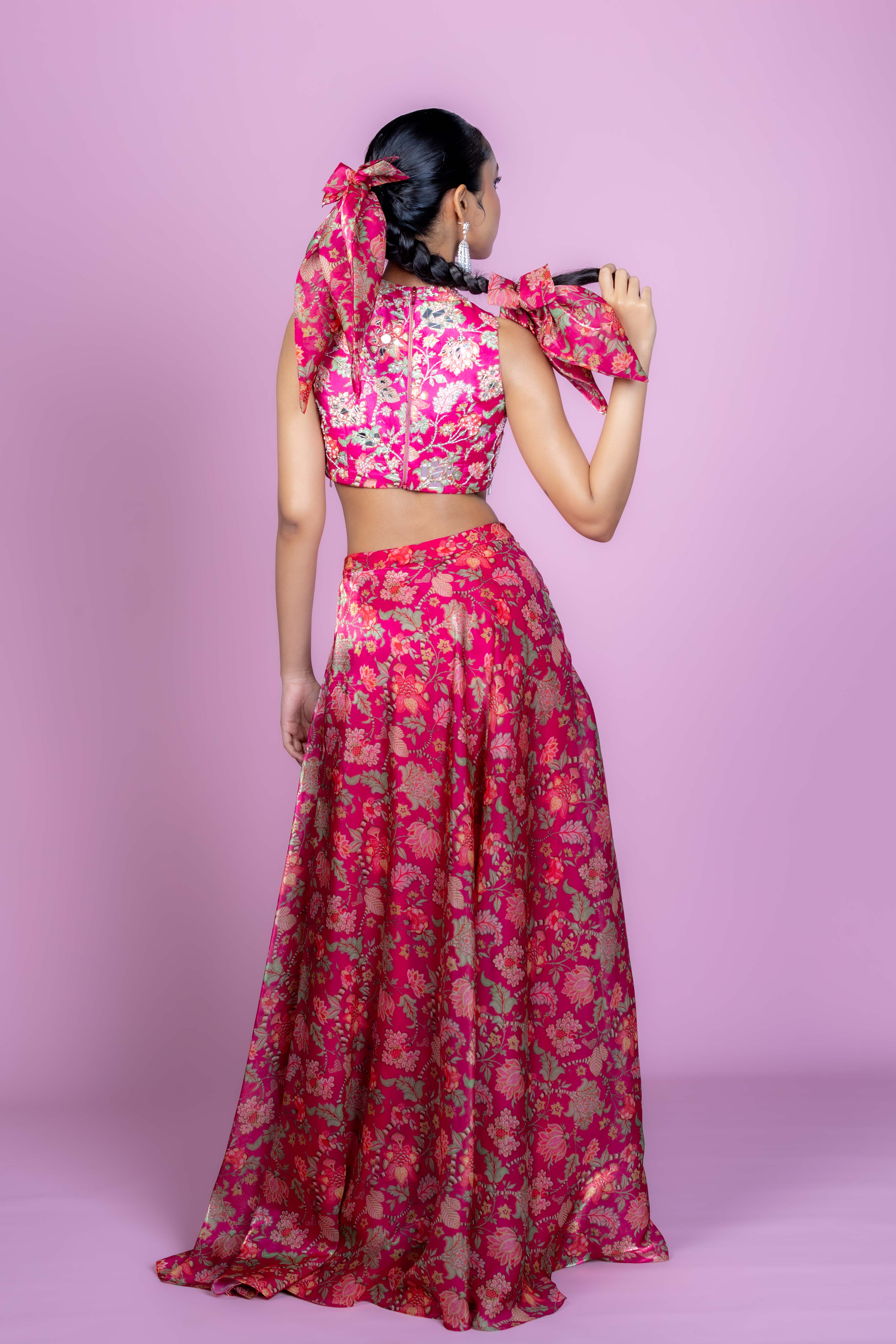 Floral Fiesta - Crop top Lehenga skirt