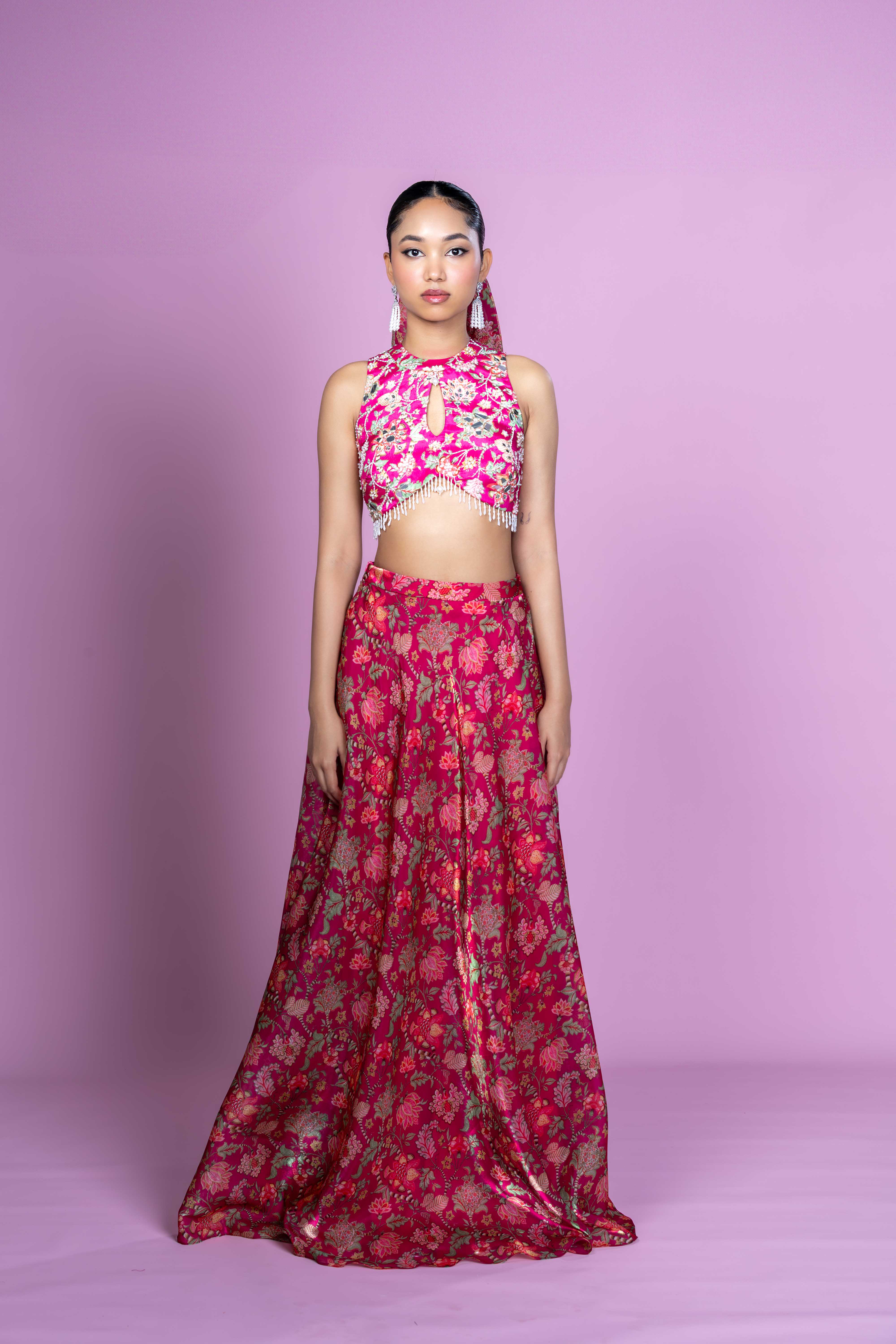 Floral Fiesta - Crop top Lehenga skirt