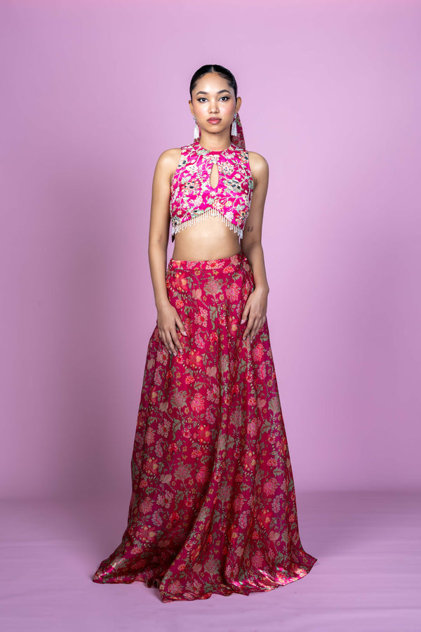 Floral Fiesta - Crop top Lehenga skirt
