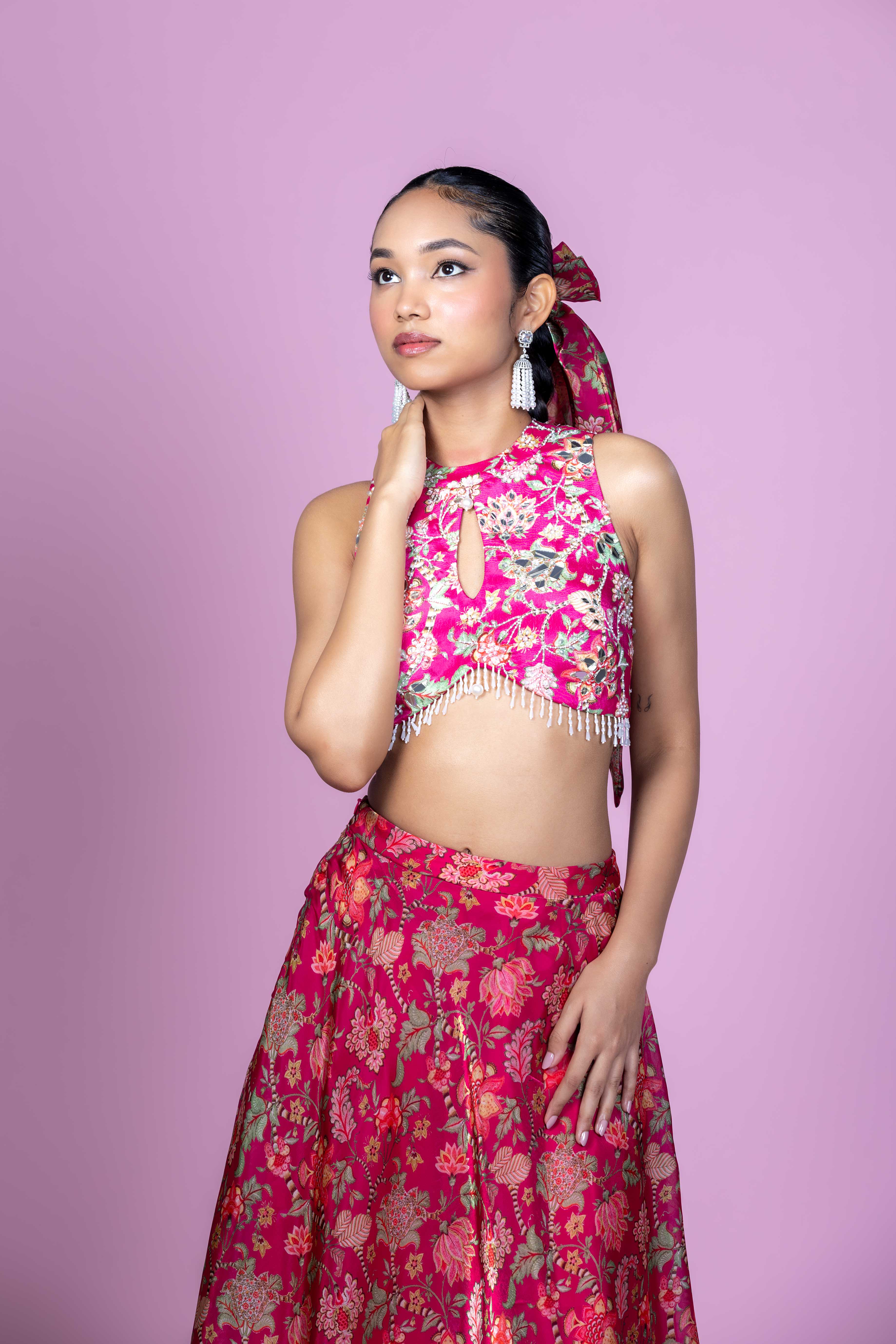 Floral Fiesta - Crop top Lehenga skirt