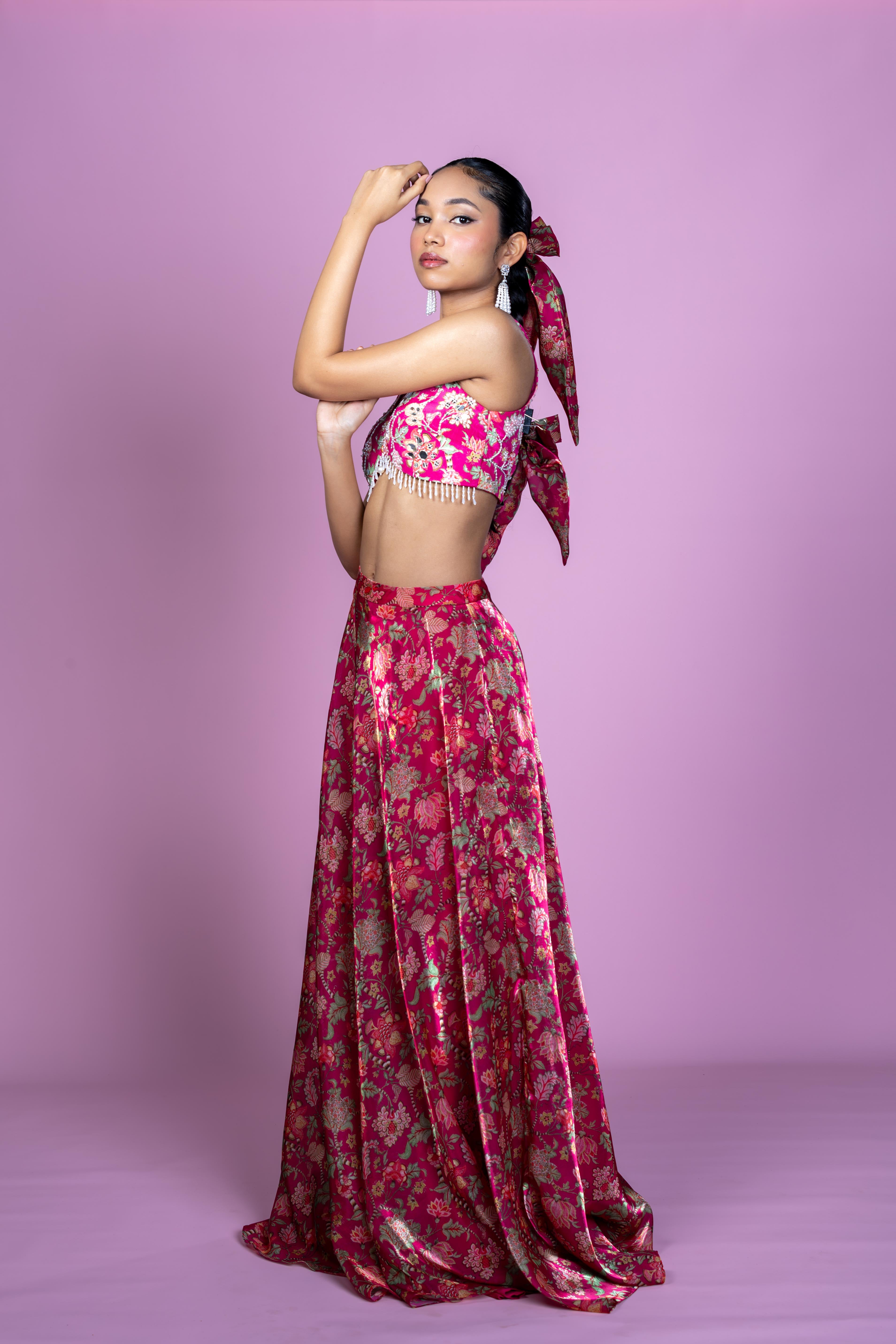 Floral Fiesta - Crop top Lehenga skirt