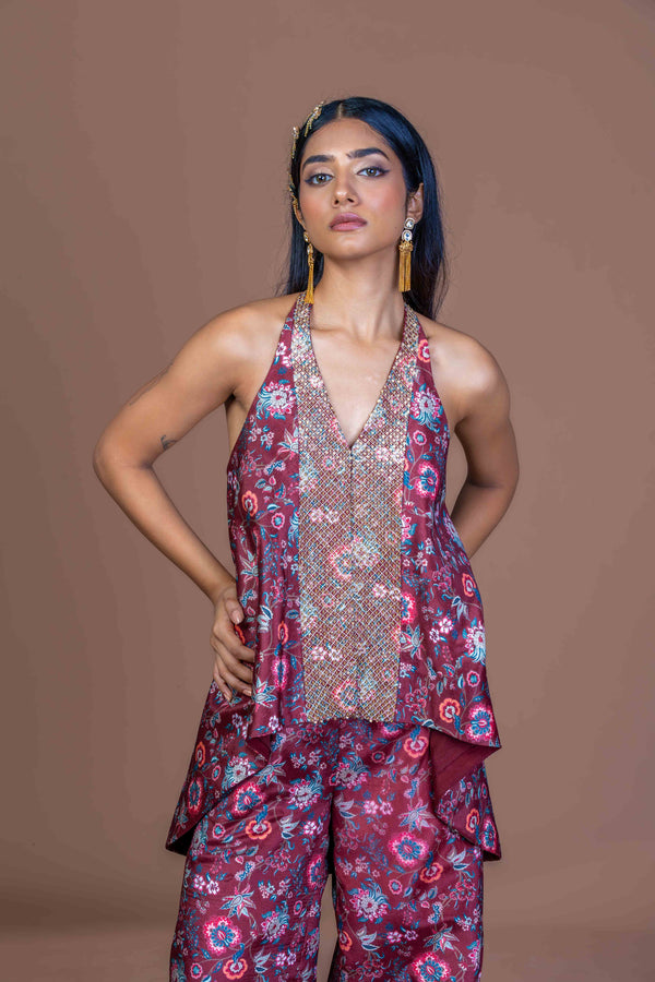 Garnet Glimmer Halter Coord Set