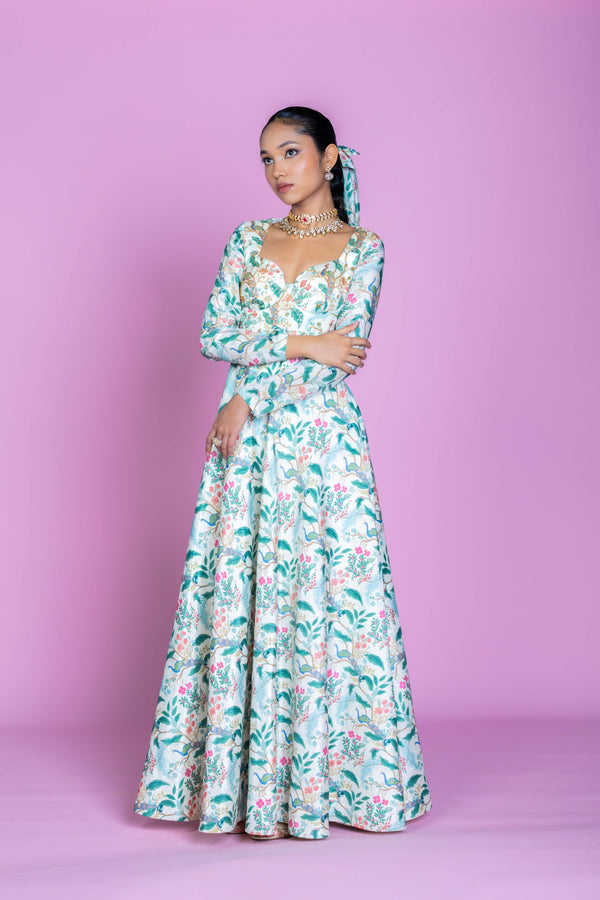 Ivory Serenade Embroidered Anarkali Gown Set