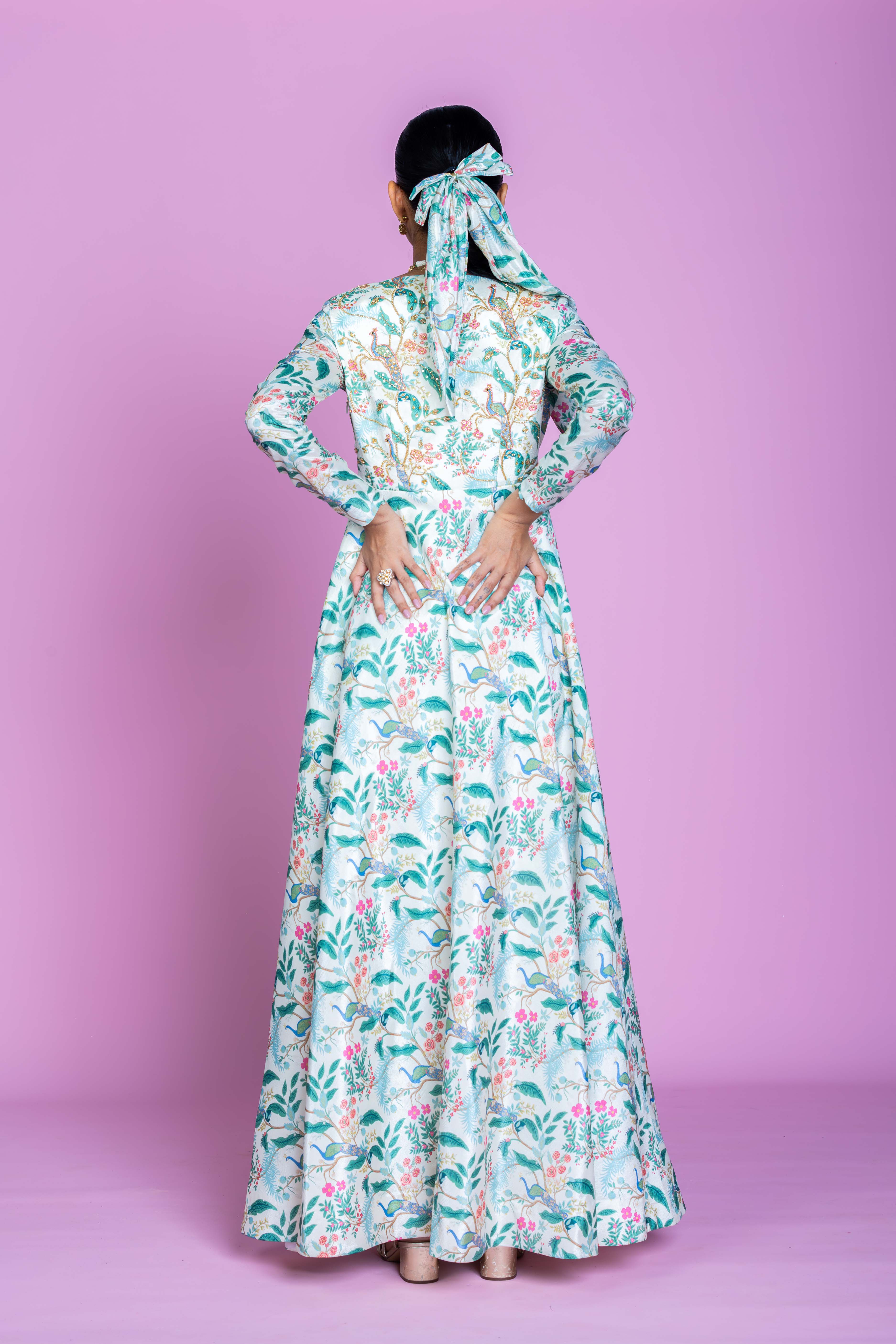 Ivory Serenade Embroidered Anarkali Gown Set