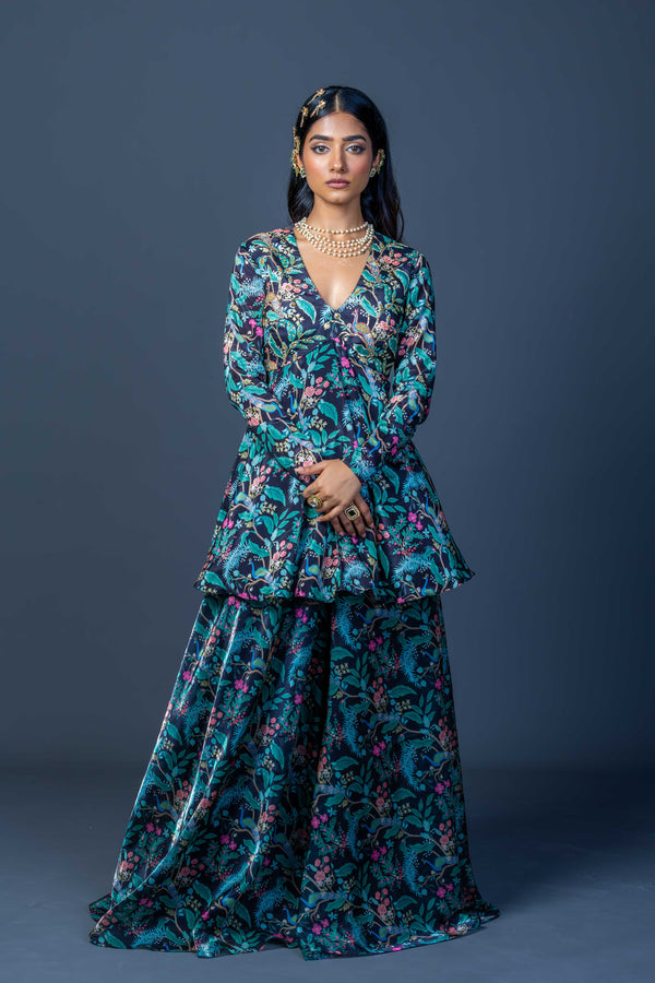 Midnight Peacock Peplum Ensemble