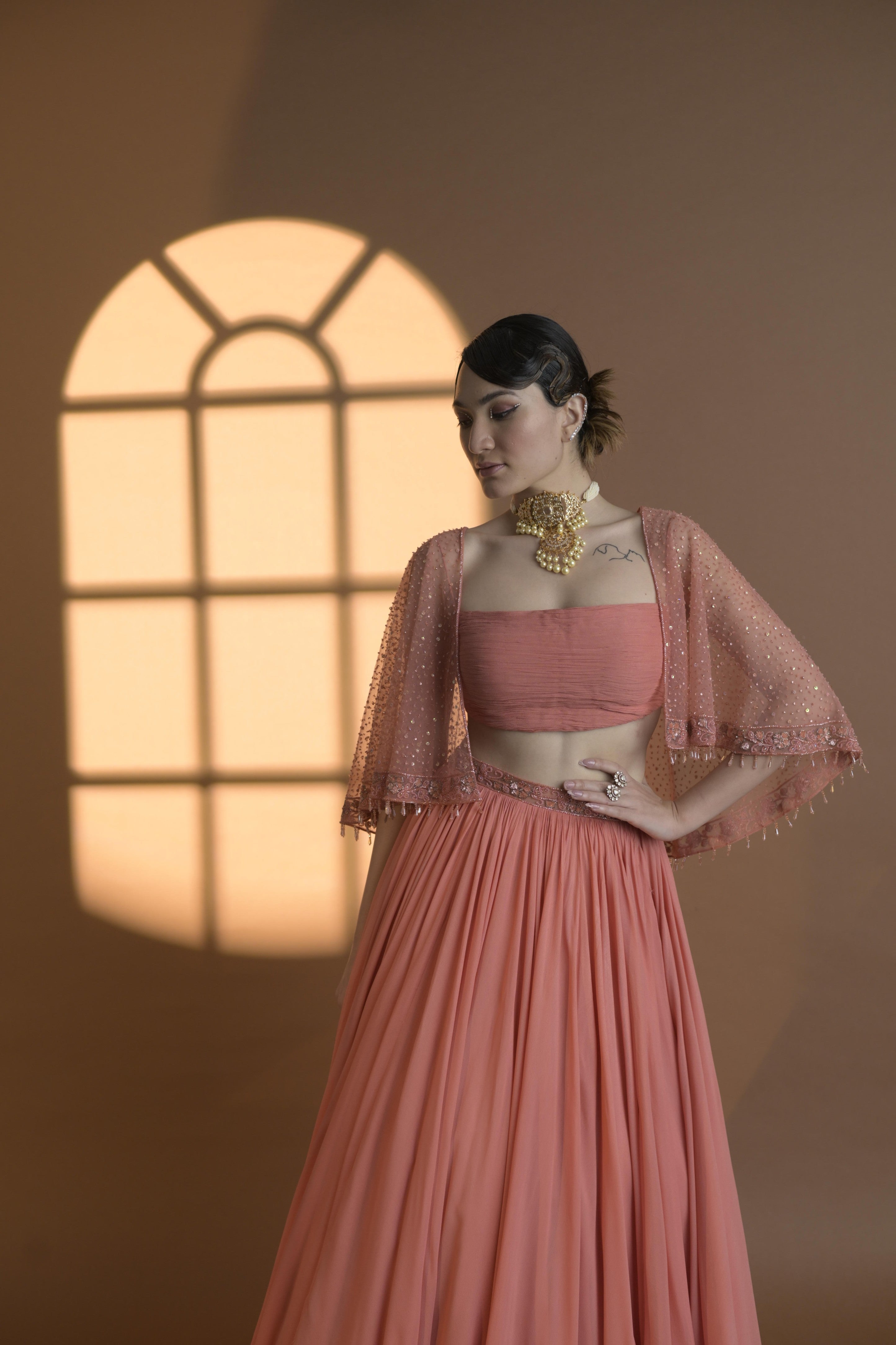 Aurora Cape Lehenga