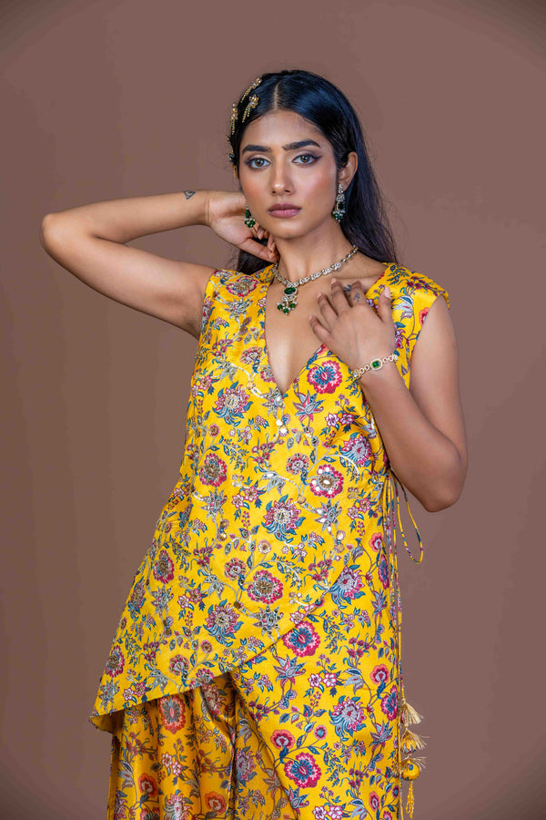 Sunlit Drape Layered Kurta with Palazo Coord Set