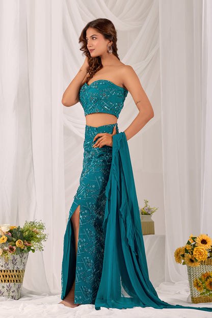 Aqua Serene Pencil Skirt Set