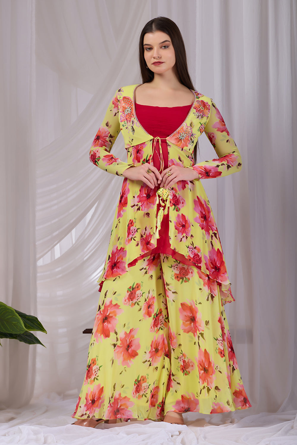 Blush Layered Kurta–Palazzo Set