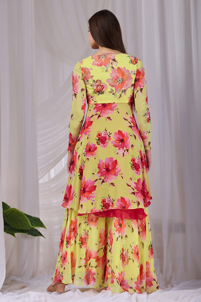Blush Layered Kurta–Palazzo Set