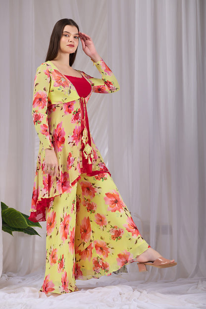 Blush Layered Kurta–Palazzo Set
