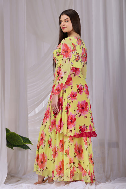 Blush Layered Kurta–Palazzo Set