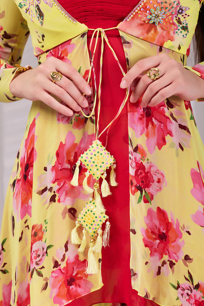 Blush Layered Kurta–Palazzo Set