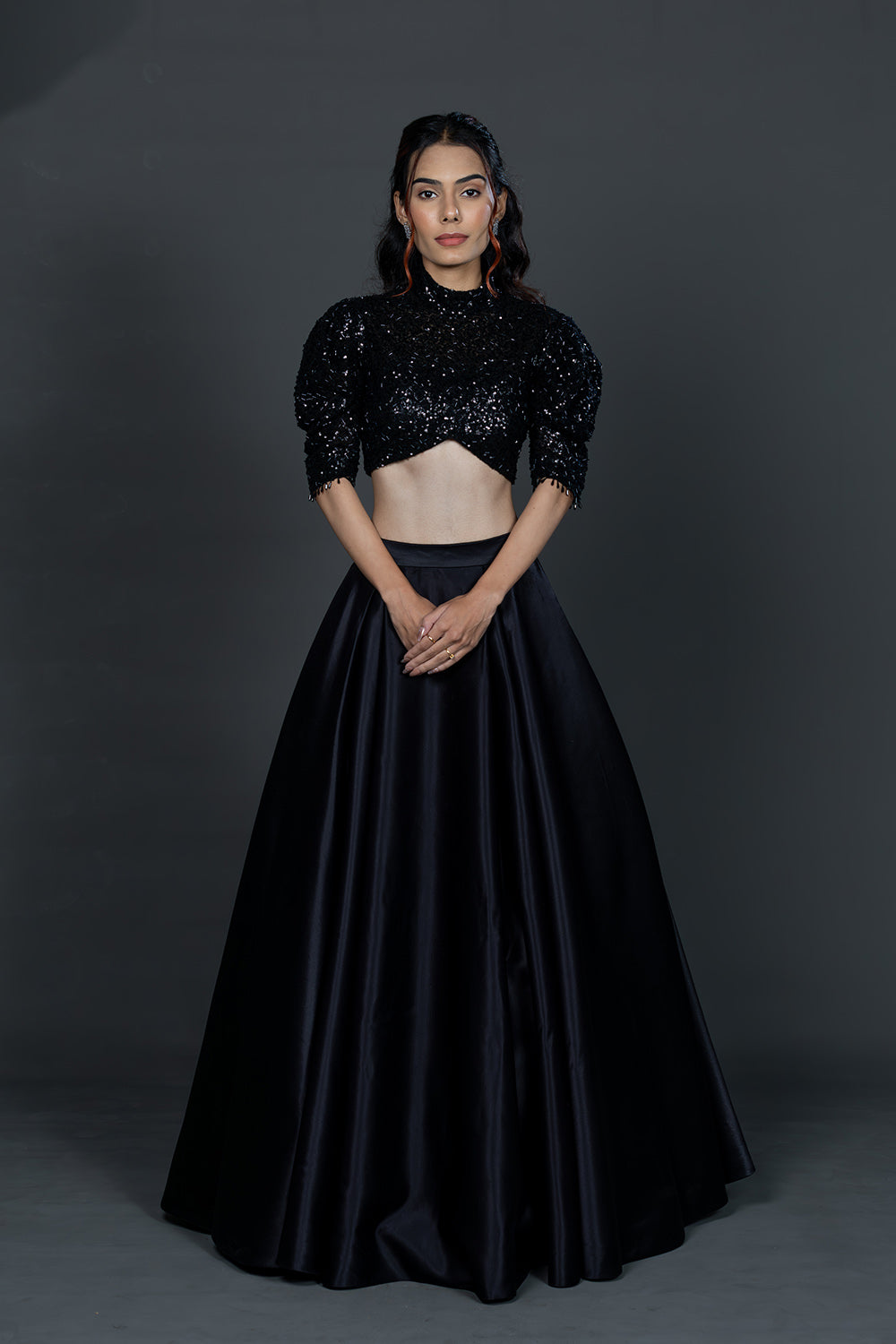 Classic black Madrid skirt blouse set