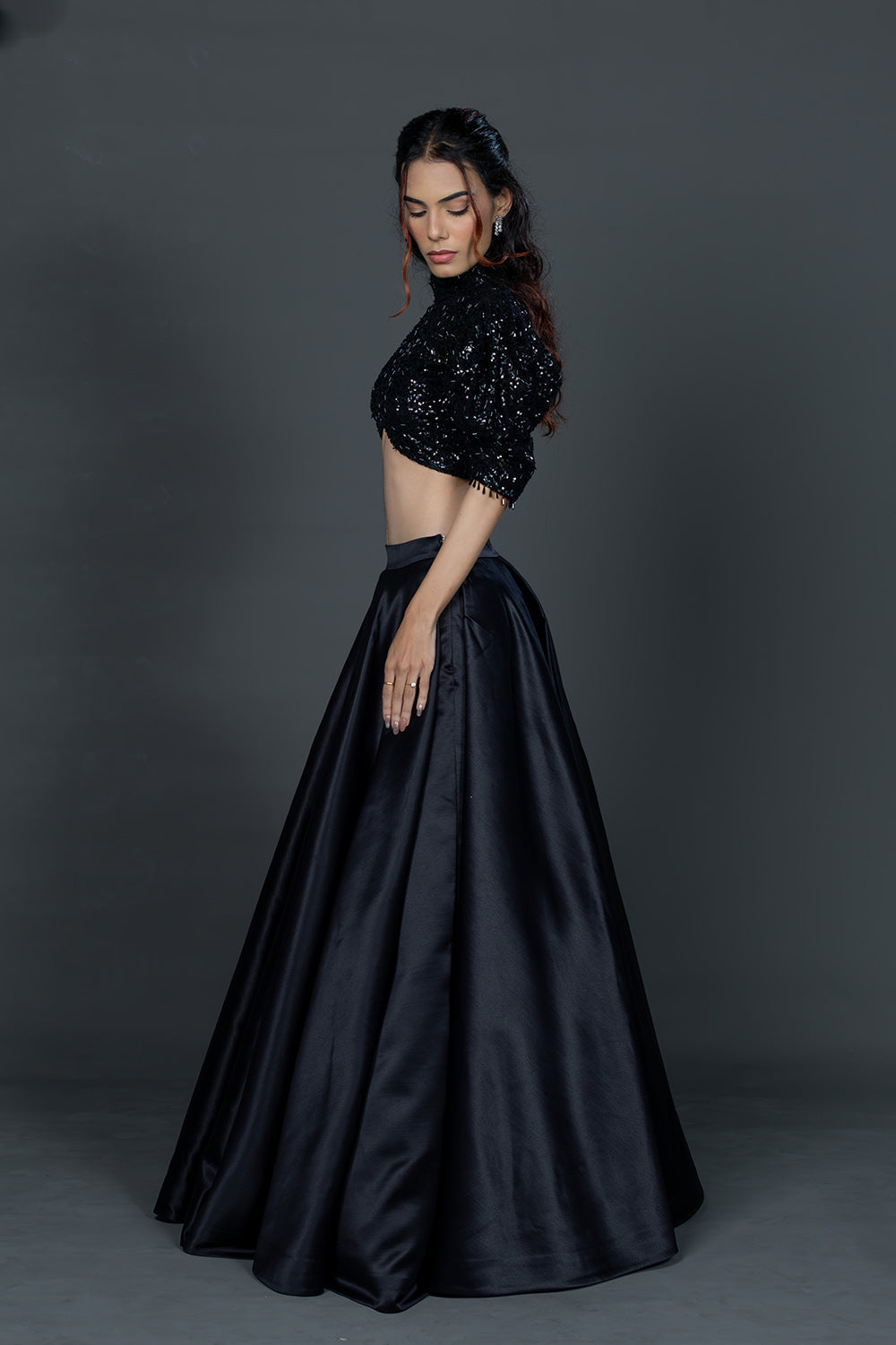 Classic black Madrid skirt blouse set
