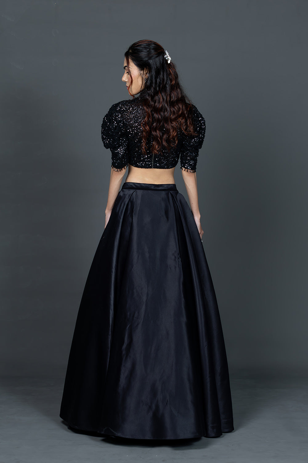 Classic black Madrid skirt blouse set
