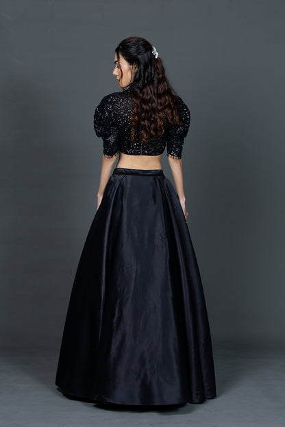 Classic black Madrid skirt blouse set